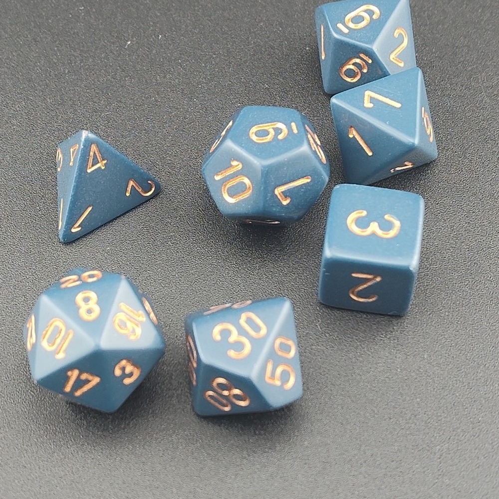 Chessex opaque blue gold d&d dice gaming Role play replacement addition